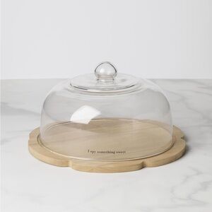 Kate Spade What A Treat Dessert Cloche, Wood Stand, Glass Cover NEW  FIRM PRICE